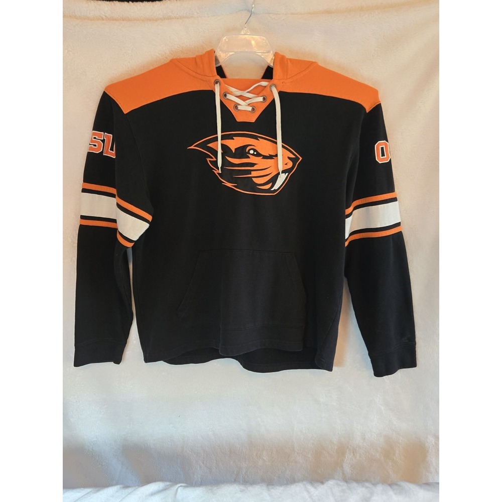 Oregon State Beavers Mens Hoodie Sweatshirt XL Black And Orange Big Logo OnFront